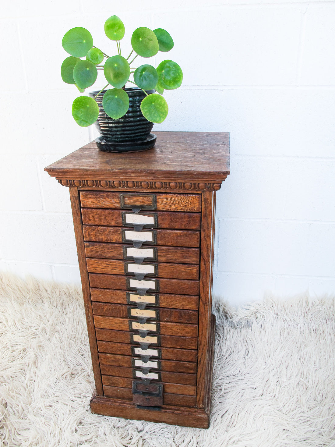 15 Drawer oak cabinet by Yawman Erbe Mfg. Co. Rochester NJ