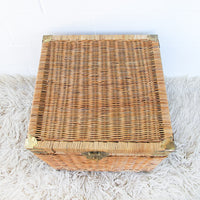 Asian Vintage Wicker and Brass trunk