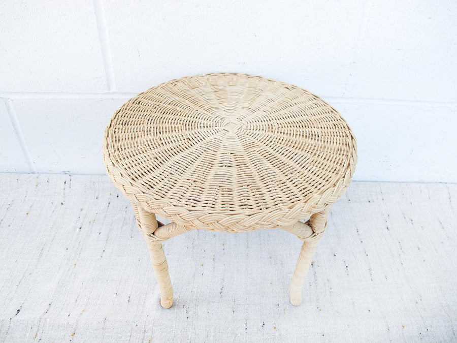 Small Woven Round Wicker Table Plant Stand