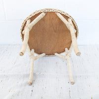 Small Woven Round Wicker Table Plant Stand