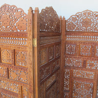 Vintage Three Panel Teak Rosewood Room Divider Privacy Screen - Made in India 1950's