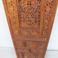 Vintage Three Panel Teak Rosewood Room Divider Privacy Screen - Made in India 1950's