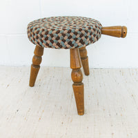 Japanese milk stool with woven rug cover