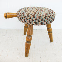 Japanese milk stool with woven rug cover