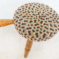 Japanese milk stool with woven rug cover