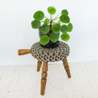 Japanese milk stool with woven rug cover