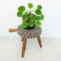 Japanese milk stool with woven rug cover