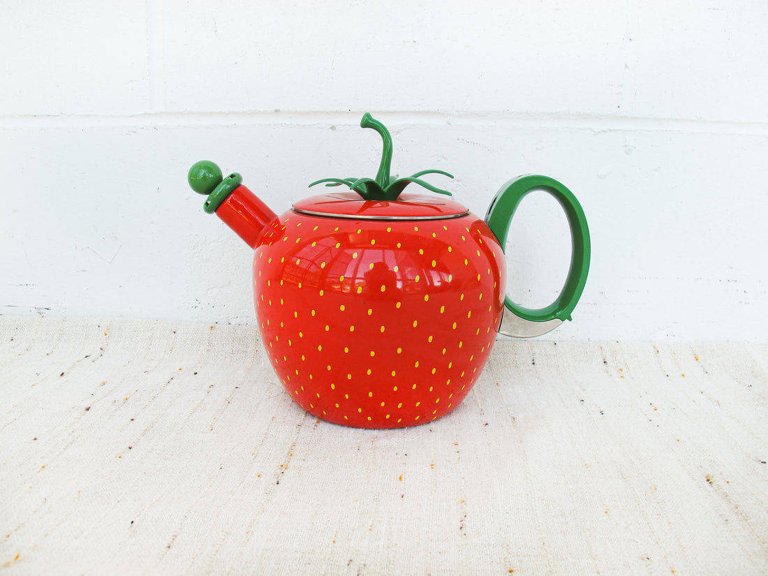 Copco Enamelware Strawberry Whistling Tea Kettle 