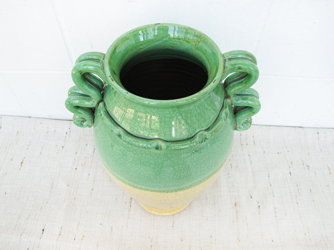 Italian Ceramic Jade and Gold Pottery Pot - Made in Italy