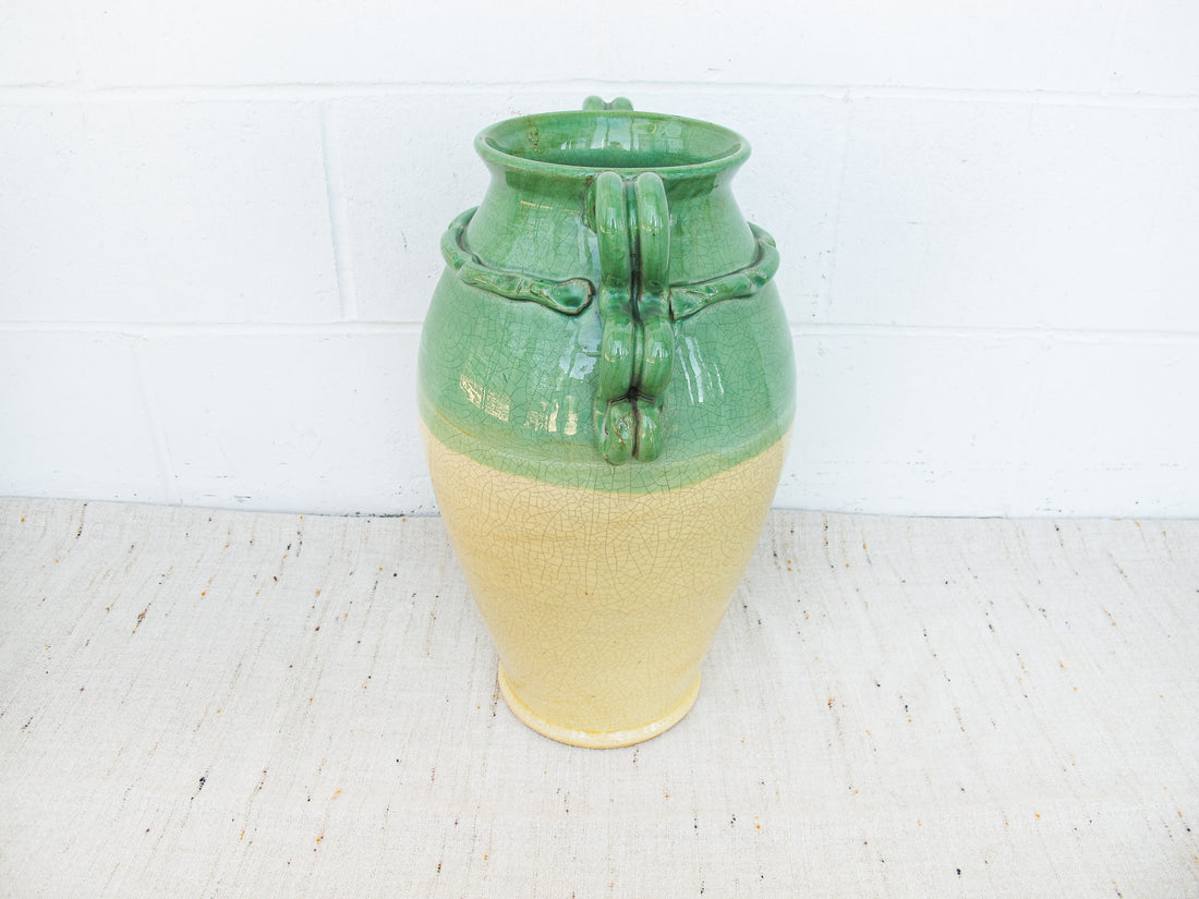 Italian Ceramic Jade and Gold Pottery Pot - Made in Italy