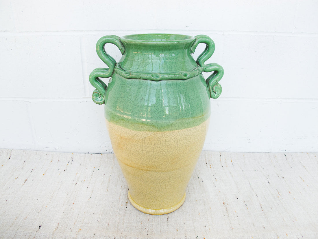 Italian Ceramic Jade and Gold Pottery Pot - Made in Italy