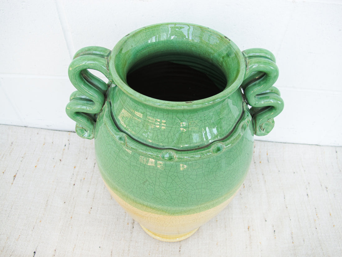 Italian Ceramic Jade and Gold Pottery Pot - Made in Italy