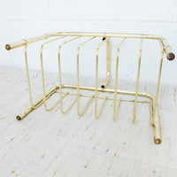 Brass Low Cane and Bamboo Style Magazine Holder or Log Holder