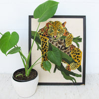 Cheetah Embroidery Art with signature