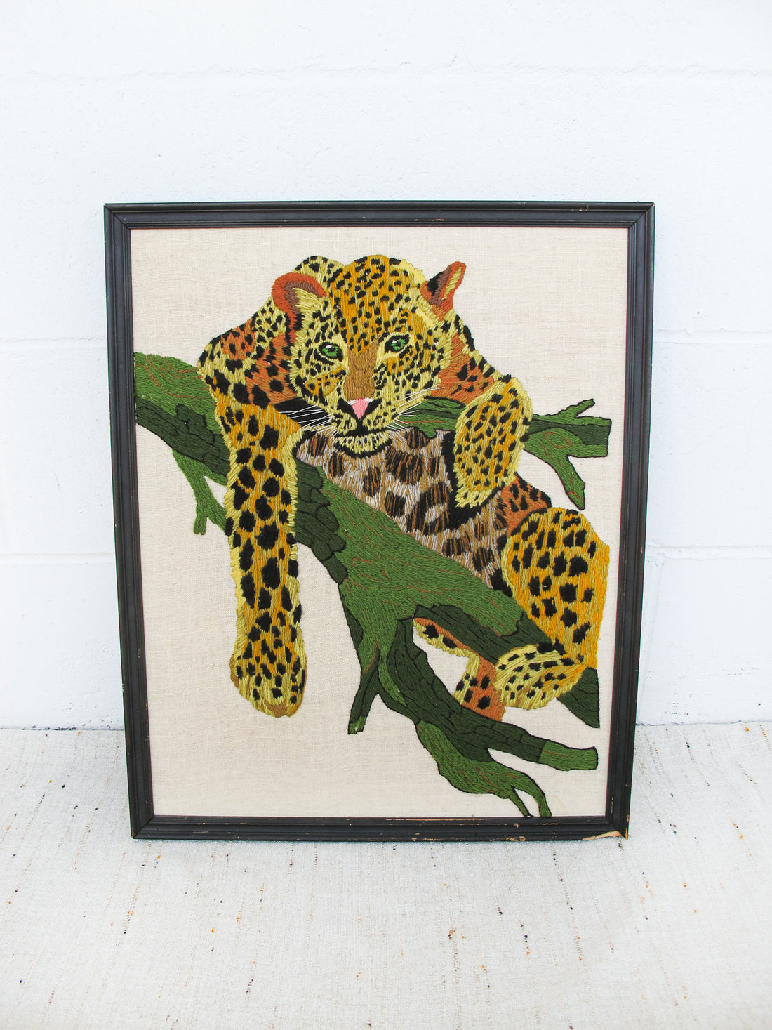 Cheetah Embroidery Art with signature