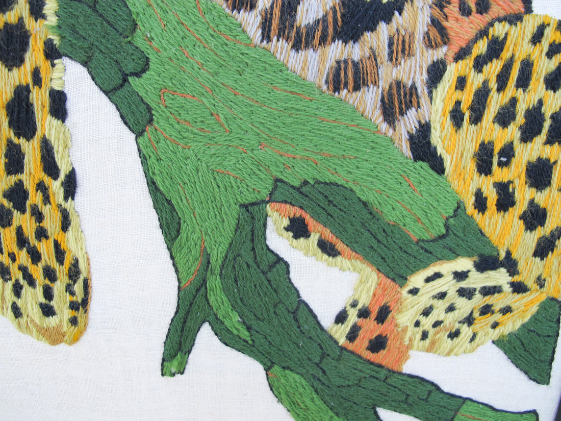Cheetah Embroidery Art with signature