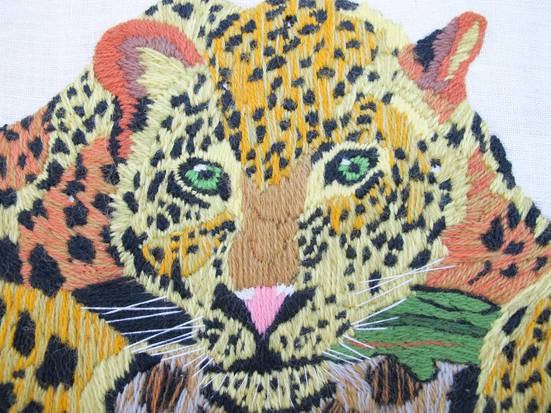 Cheetah Embroidery Art with signature