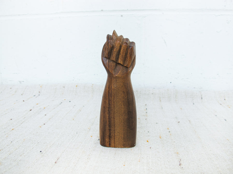 Hand Carved Vintage Wood Fist Sculpture