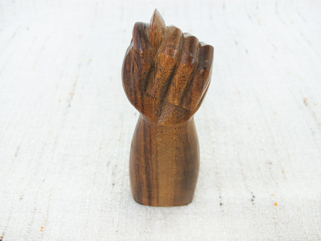 Hand Carved Vintage Wood Fist Sculpture