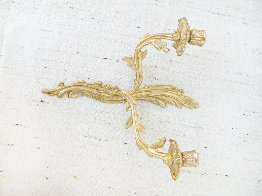 Brass Wall Sconce Candelabra Double Candle Holder