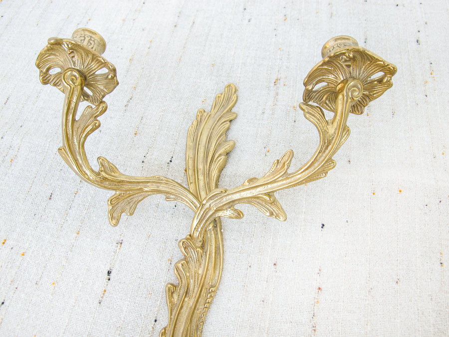 Brass Wall Sconce Candelabra Double Candle Holder