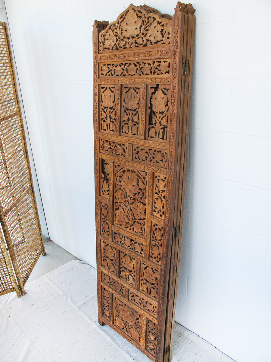 Four Panel Solid Wood Antique Room Divider Screen - Teak or Rosewood
