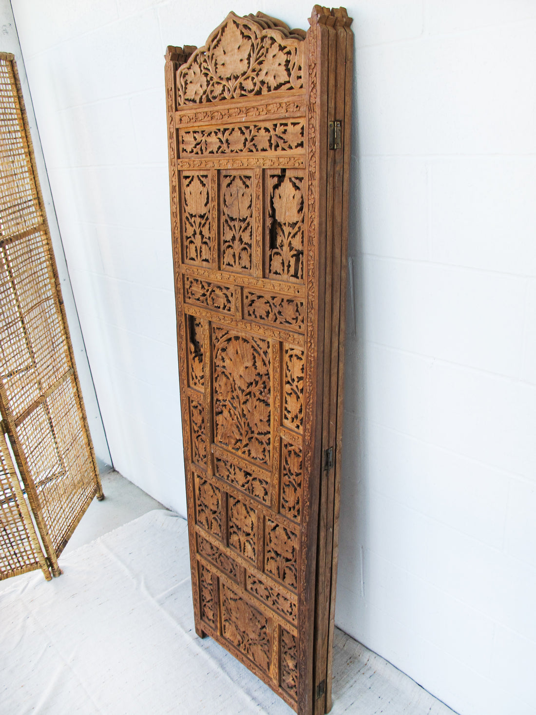 Four Panel Solid Wood Antique Room Divider Screen - Teak or Rosewood