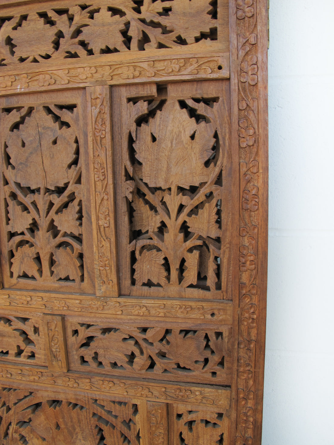 Four Panel Solid Wood Antique Room Divider Screen - Teak or Rosewood