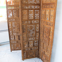 Four Panel Solid Wood Antique Room Divider Screen - Teak or Rosewood