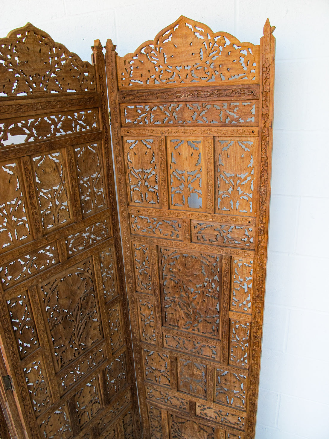 Four Panel Solid Wood Antique Room Divider Screen - Teak or Rosewood