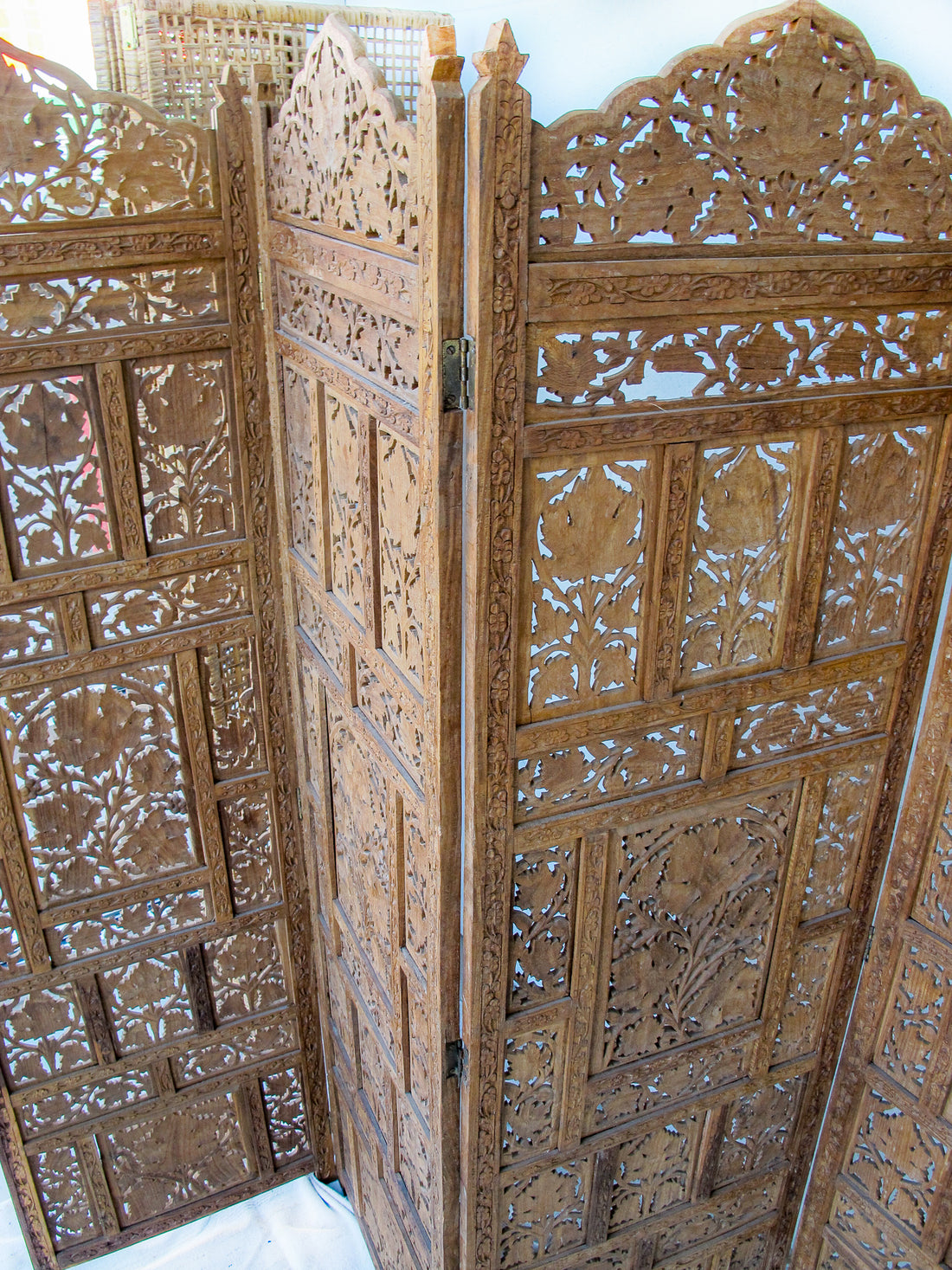 Four Panel Solid Wood Antique Room Divider Screen - Teak or Rosewood