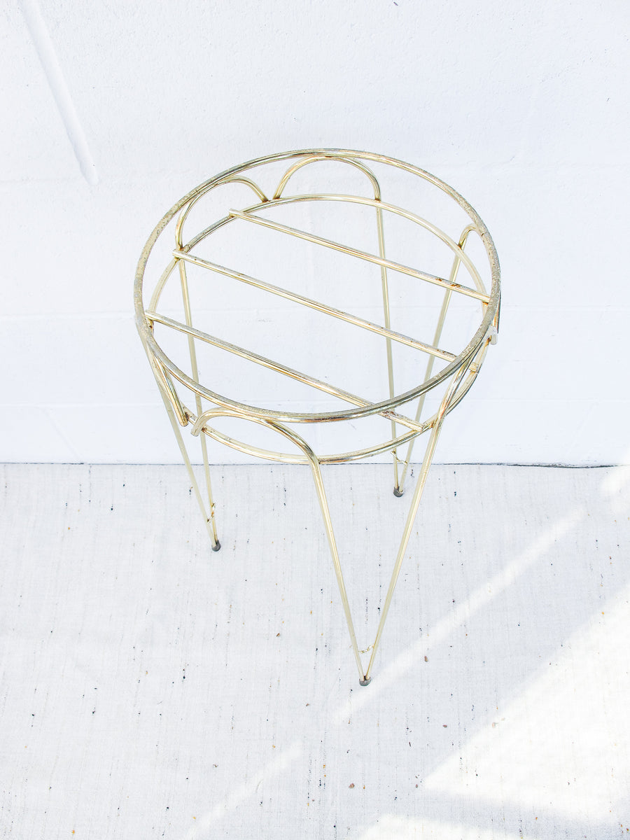 Midcentury Brass Metal Plant Stand