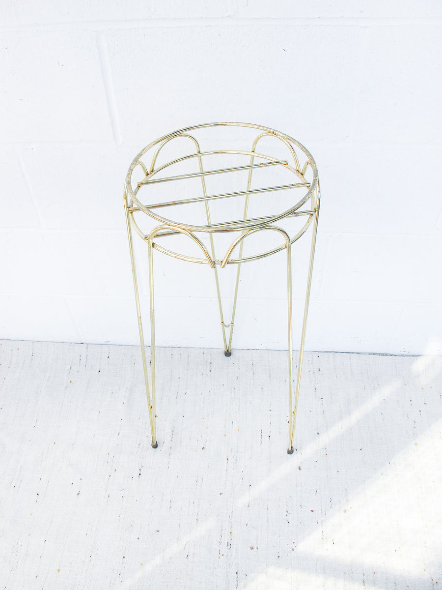 Midcentury Brass Metal Plant Stand