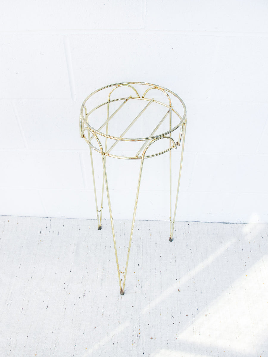 Midcentury Brass Metal Plant Stand