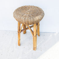 Wicker Plant Stool with woven bottom detail
