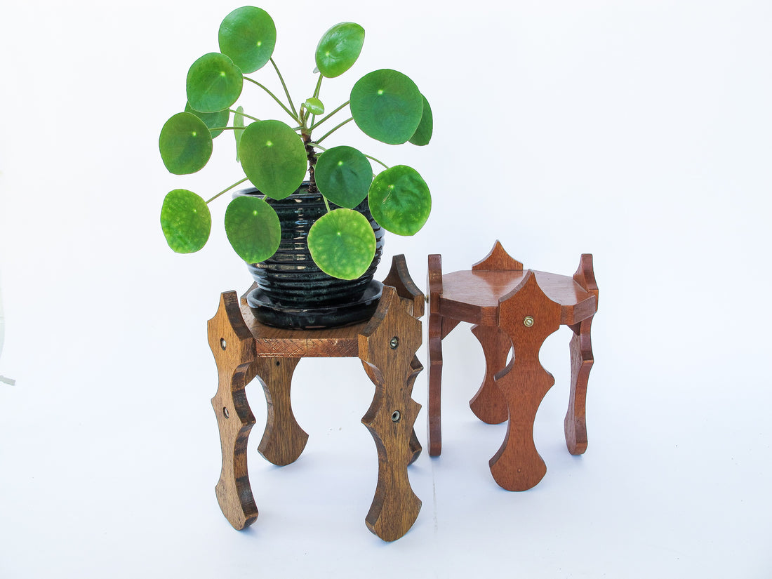 Vintage Hexagon Wood Plant Stands (Sold Individually)
