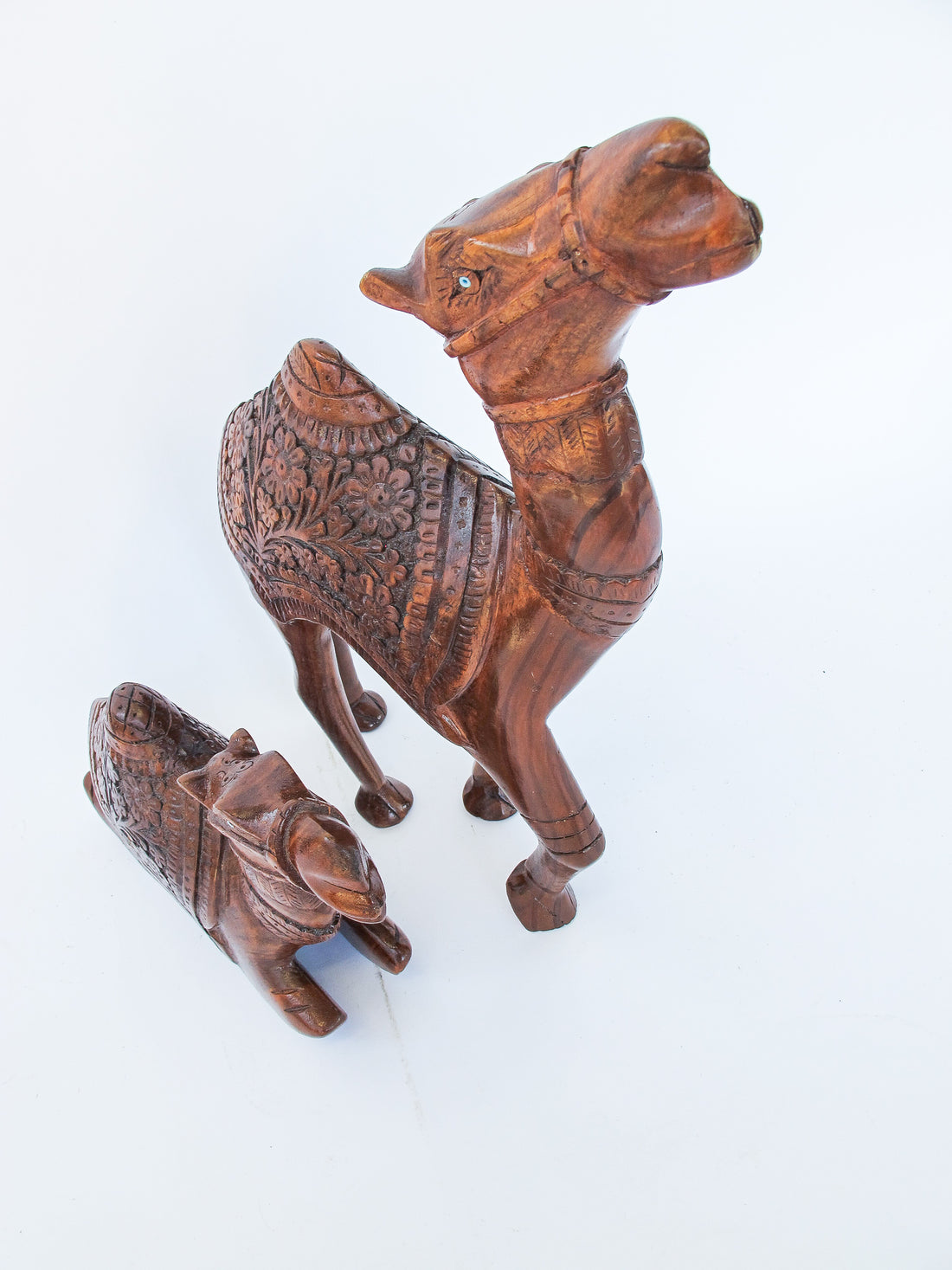 Set of two Large Rosewood Carved Camels