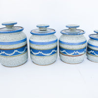 Blue and Gray Pottery Canisters-set of 4 with lids