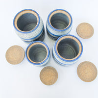 Blue and Gray Pottery Canisters-set of 4 with lids