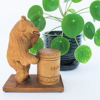 Carved Bear Statue with Box
