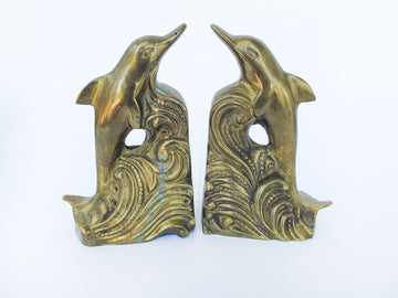 Dolphin Brass Bookends