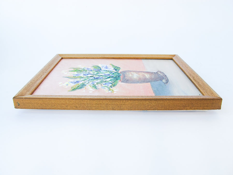 Mini Canvas Flower Painting with Wood Frame - No Signature