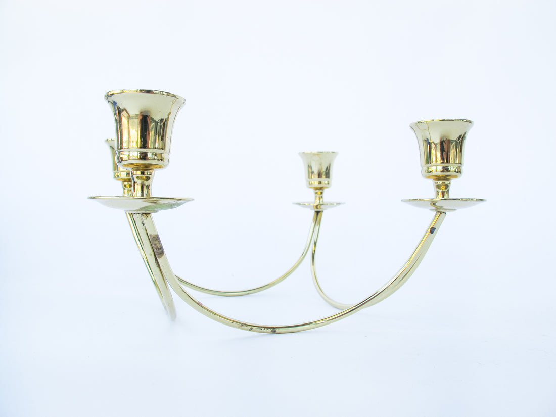 Vintage Brass 4 Candle Stick Holder