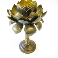 Lotus Flower Standing Brass Candle Holder