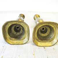 Heavy Moroccan Brass Tapered Candle Sticks - Set of 2