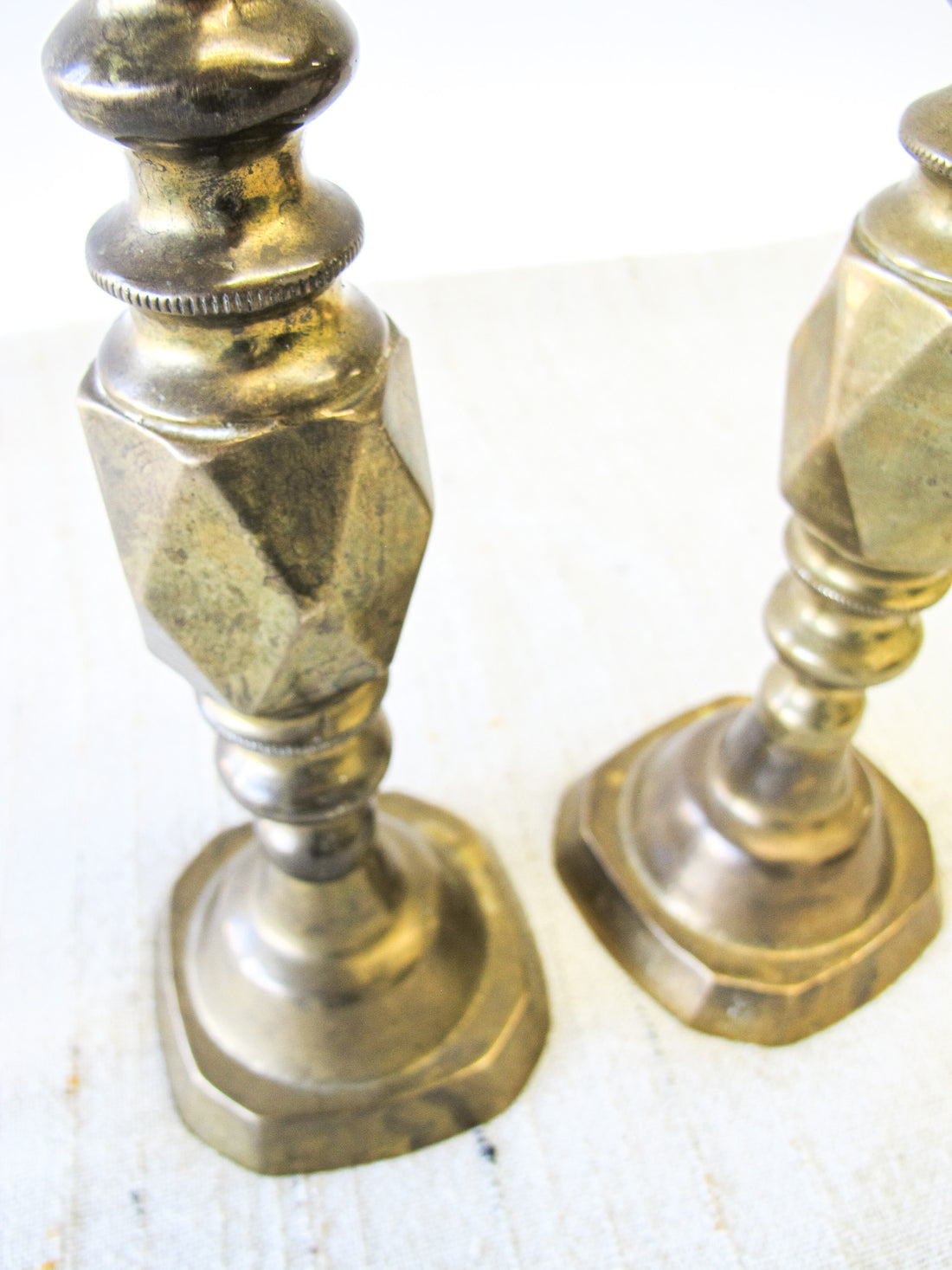 Heavy Moroccan Brass Tapered Candle Sticks - Set of 2