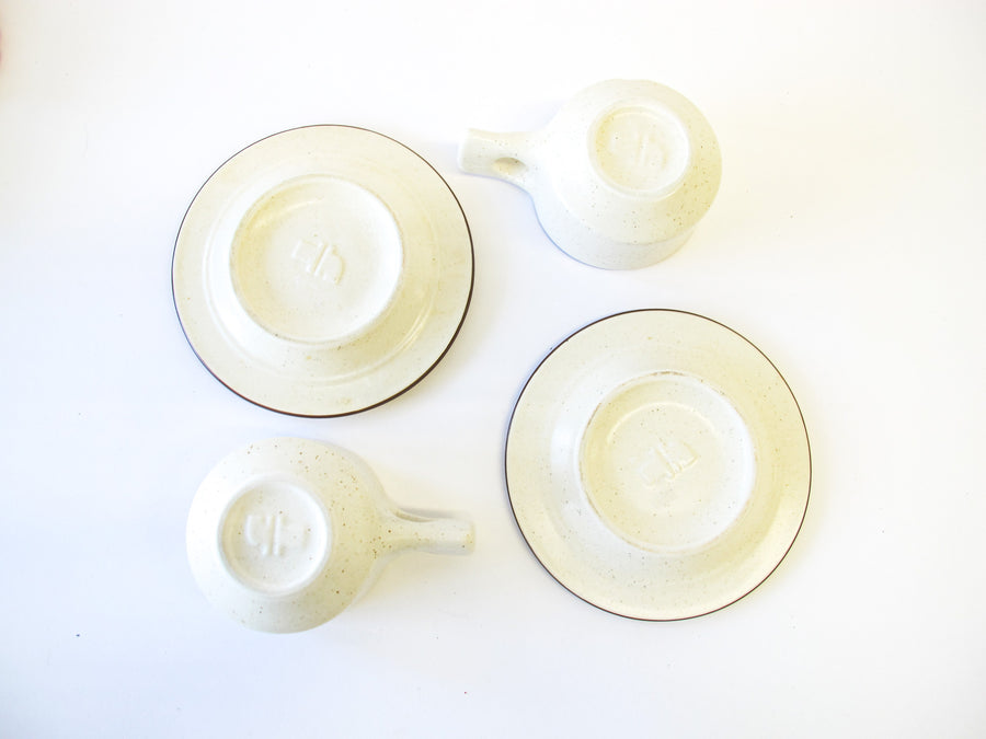 Set of 2 White Ceramic Cups and Saucer - James Mcbride