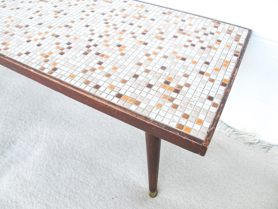 Pink and Orange Mini Tile Midcentury Coffee Table