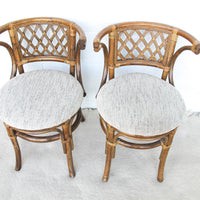 Set of 2 Wicker and Bamboo Chairs