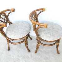 Set of 2 Wicker and Bamboo Chairs